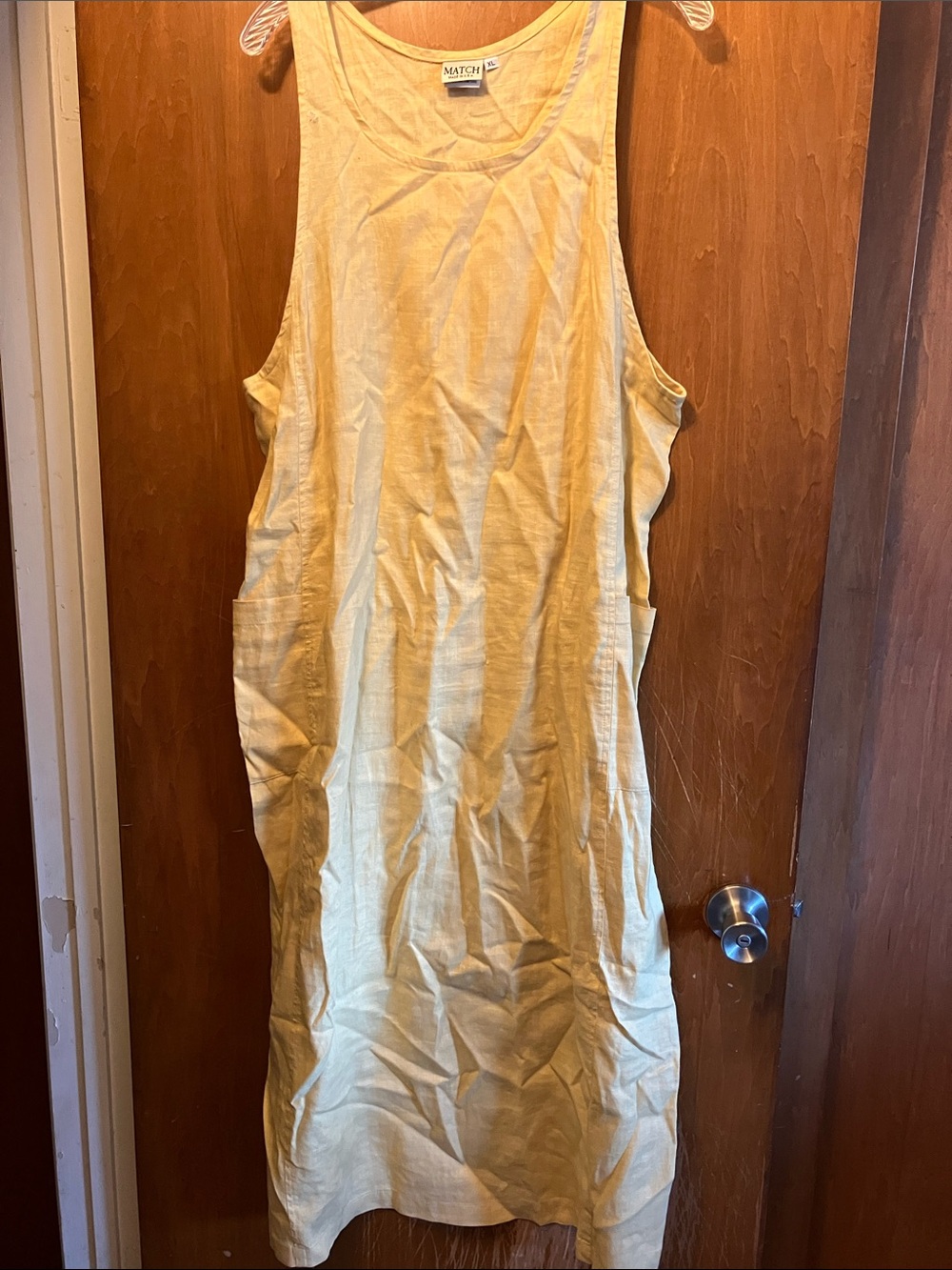 Match Brand Sleeveless Linen MIDI Lagenlook Summer Yellow Sherbet Dress